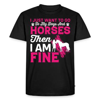 Je veux juste aller vers mon chien et mes chevaux - T-shirt Premium bio Homme - noir - Devant - Nico (187cm)