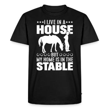 Je vis dans une maison, mais ma maison est dans le S - T-shirt Premium bio Homme - noir - Devant - Nico (187cm)