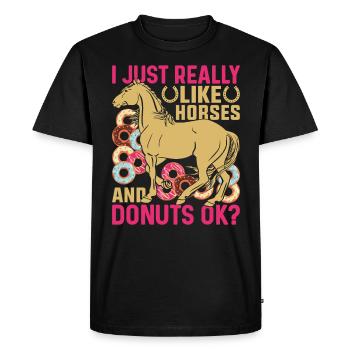 I just like horses and donuts very much - - Men's Premium Organic T-Shirt - black - Front - Nico (187cm)