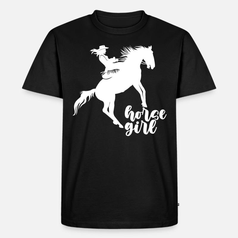 Pferd Mädchen - - Männer Premium Bio T-Shirt - Schwarz