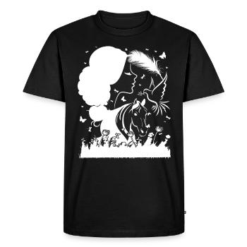 Fille Cheval - - T-shirt Premium bio Homme - noir - Devant - Nico (187cm)