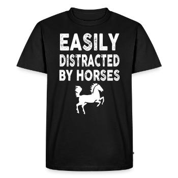 Facilement distrait par les chevaux 5 - - T-shirt Premium bio Homme - noir - Devant - Nico (187cm)