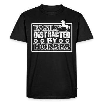 Facilement distrait par les chevaux 4 - - T-shirt Premium bio Homme - noir - Devant - Nico (187cm)
