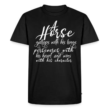 A horse gallops with its lungs and remains m - Men's Premium Organic T-Shirt - black - Front - Nico (187cm)
