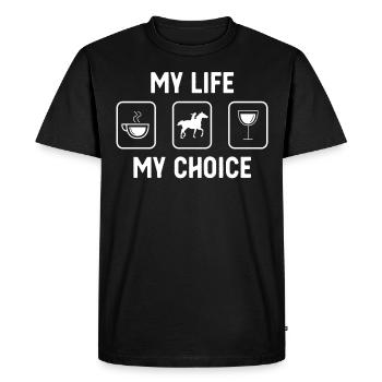 Ma vie, mon choix - Vin - Equitation - - T-shirt Premium bio Homme - noir - Devant - Nico (187cm)