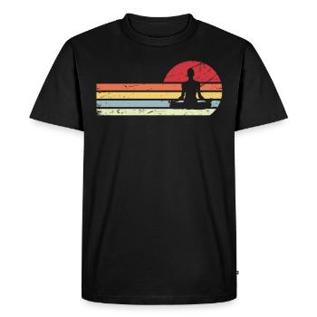 Soleil et lignes rétro - Yoga - - T-shirt Premium bio Homme - noir - Devant - Nico (187cm)