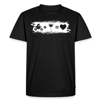 Grunge rectangle - coeur - vin - Mec Moto - - T-shirt Premium bio Homme - noir - Devant - Nico (187cm)