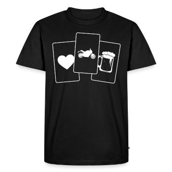 Coeur - Bière - Moto - - T-shirt Premium bio Homme - noir - Devant - Nico (187cm)