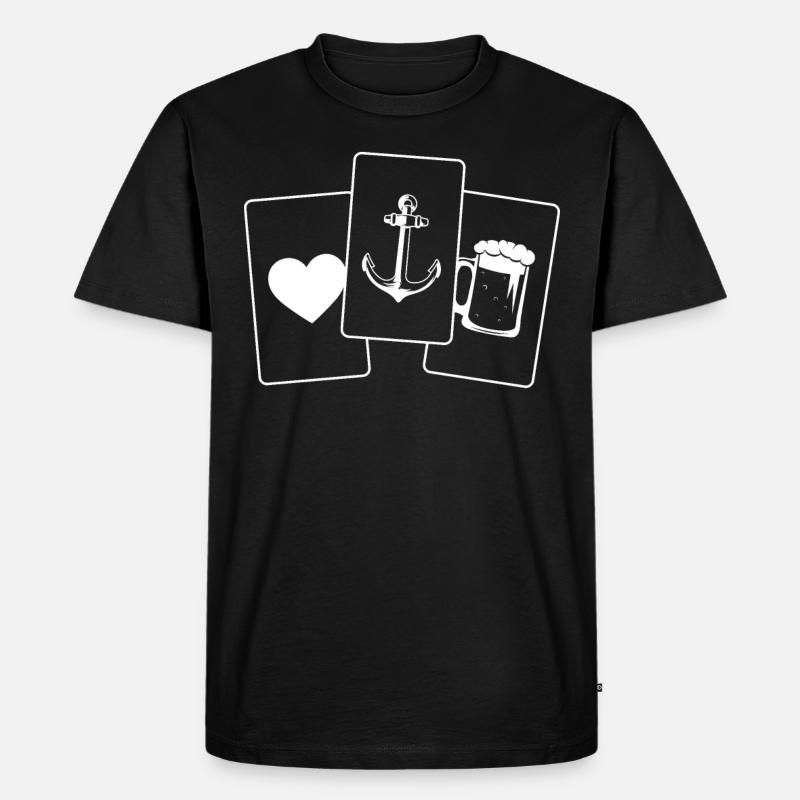 Herz - Bier - Anker - - Männer Premium Bio T-Shirt - Schwarz