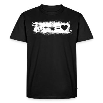 Grunge Rectangle - Heart - Coffee - Anchor - - Men's Premium Organic T-Shirt - black - Front - Nico (187cm)