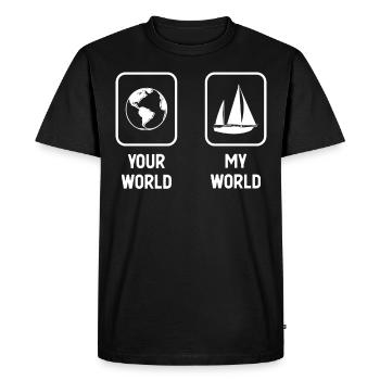 Your World My World - Sailing - - Men's Premium Organic T-Shirt - black - Front - Nico (187cm)