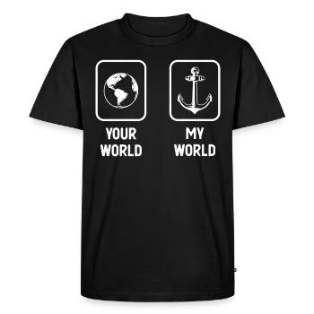 Your World My World - Anchor - - Men's Premium Organic T-Shirt - black - Front - Nico (187cm)
