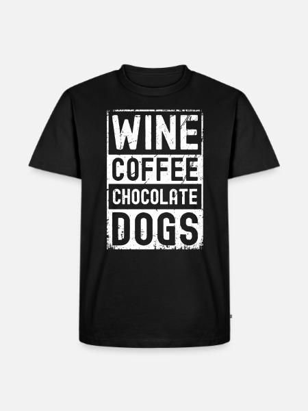 Vin-Café-Chocolat-Chiens - T-shirt Premium bio Homme - noir