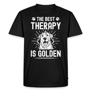 The best therapy is gold - Men's Premium Organic T-Shirt - black - Front - Nico (187cm)