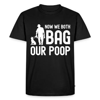 Now we both bag our poop - Men's Premium Organic T-Shirt - black - Front - Nico (187cm)