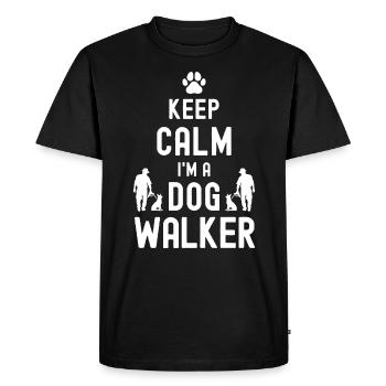 Restez calme Je suis un promeneur de chiens - T-shirt Premium bio Homme - noir - Devant - Nico (187cm)