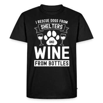 Je sauve des chiens des refuges pour animaux et du vin de Flasch - T-shirt Premium bio Homme - noir - Devant - Nico (187cm)