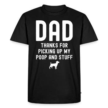 Papa Merci d’avoir ramassé mes excréments - T-shirt Premium bio Homme - noir - Devant - Nico (187cm)