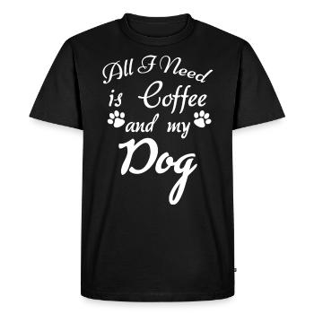 Tout ce dont j’ai besoin, c’est de café et de mon chien - - T-shirt Premium bio Homme - noir - Devant - Nico (187cm)