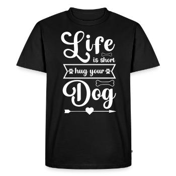 Life is short hug your dog - Men's Premium Organic T-Shirt - black - Front - Nico (187cm)