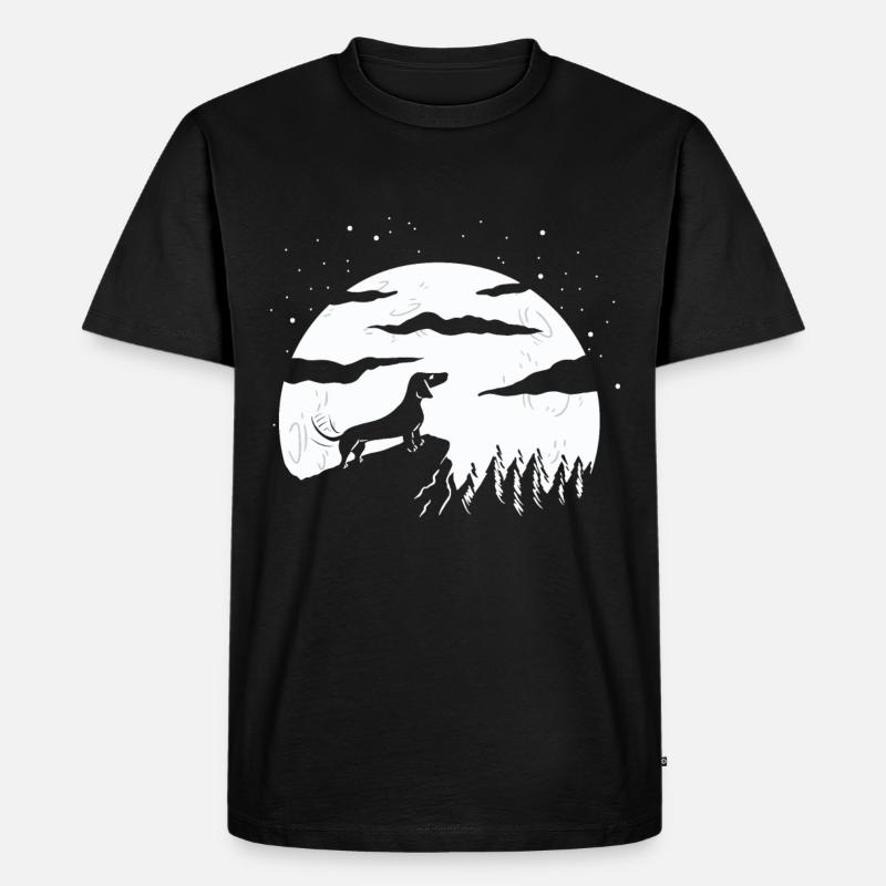 Mond und Hund - Männer Premium Bio T-Shirt - Schwarz