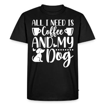 Tout ce dont j’ai besoin, c’est de café et de mon chien - C - T-shirt Premium bio Homme - noir - Devant - Nico (187cm)