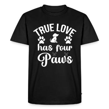 Le véritable amour a quatre pattes - Chien et pattes - T-shirt Premium bio Homme - noir - Devant - Nico (187cm)