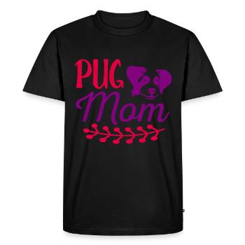 Pug Mama - Red and Purple - Men's Premium Organic T-Shirt - black - Front - Nico (187cm)