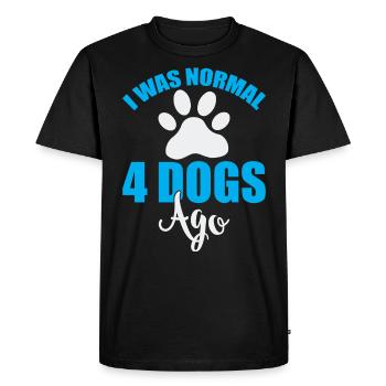 Avant 4 chiens, j’étais normal - bleu et blanc - T-shirt Premium bio Homme - noir - Devant - Nico (187cm)