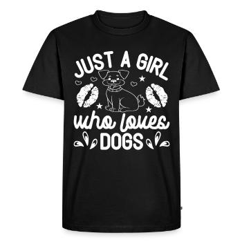 Seulement une fille qui aime les chiens - lèvres - étoiles - T-shirt Premium bio Homme - noir - Devant - Nico (187cm)