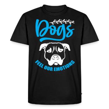 Les chiens ressentent nos sentiments - bleu et blanc - T-shirt Premium bio Homme - noir - Devant - Nico (187cm)