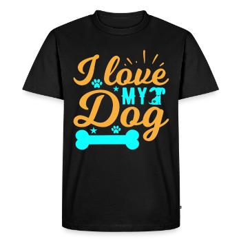 I love my dog - bones - paws - stars - Men's Premium Organic T-Shirt - black - Front - Nico (187cm)