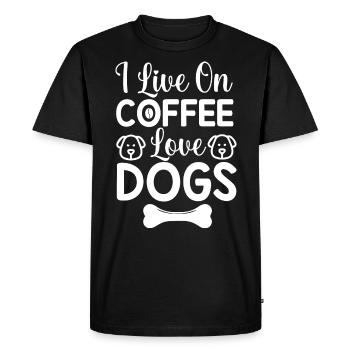 I live on coffee love dogs - Men's Premium Organic T-Shirt - black - Front - Nico (187cm)
