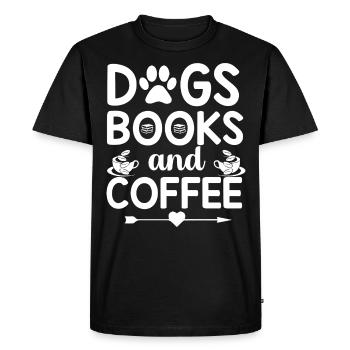 Dog books and coffee - heart and arrow - Men's Premium Organic T-Shirt - black - Front - Nico (187cm)
