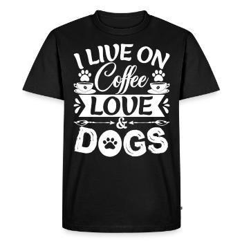 Je vis de l’amour du café _ Chiens - T-shirt Premium bio Homme - noir - Devant - Nico (187cm)