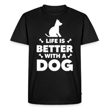 Life is better with a dog - Dog and Bone - Men's Premium Organic T-Shirt - black - Front - Nico (187cm)