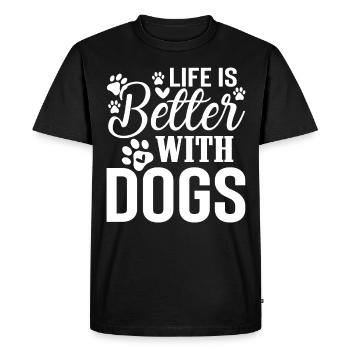 Life is better with dogs (2) - Men's Premium Organic T-Shirt - black - Front - Nico (187cm)