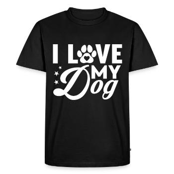 I love my dog - Stars - Men's Premium Organic T-Shirt - black - Front - Nico (187cm)