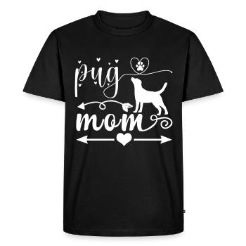 Pug Mama - Arrow - Heart - Paws - Men's Premium Organic T-Shirt - black - Front - Nico (187cm)