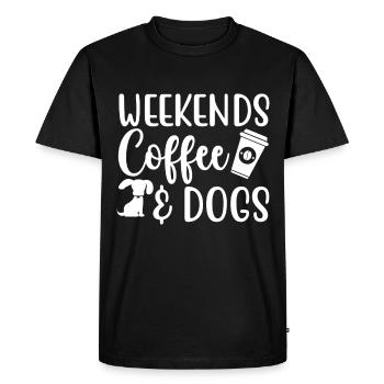 Weekend coffee _ Dogs - Men's Premium Organic T-Shirt - black - Front - Nico (187cm)