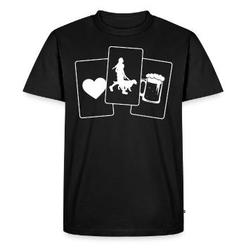 Coeur - Bière - Femme avec chien - - T-shirt Premium bio Homme - noir - Devant - Nico (187cm)