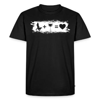 Grunge Rectangle - Coeur - Vin - Femme avec chien - - T-shirt Premium bio Homme - noir - Devant - Nico (187cm)