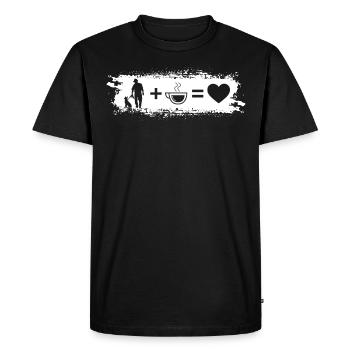 Grunge Rectangle - Coeur - Café - Homme avec Chien - - T-shirt Premium bio Homme - noir - Devant - Nico (187cm)