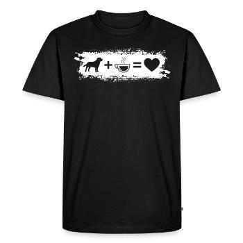 Grunge Rectangle - Heart - Coffee - Dog - - Men's Premium Organic T-Shirt - black - Front - Nico (187cm)