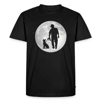 Full moon - man with dog - - Men's Premium Organic T-Shirt - black - Front - Nico (187cm)