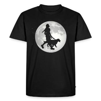 Full moon - woman with dog - - Men's Premium Organic T-Shirt - black - Front - Nico (187cm)