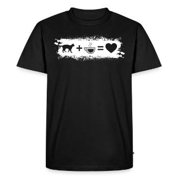 Grunge Rectangle - Coeur - Café - Chat - - T-shirt Premium bio Homme - noir - Devant - Nico (187cm)