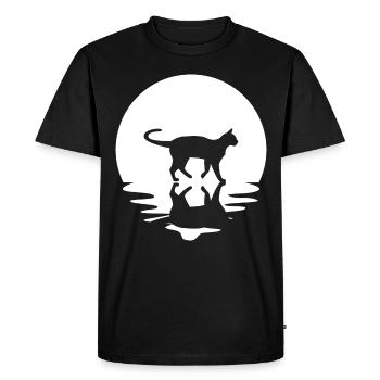 Cercle et réflexion - Chat - - T-shirt Premium bio Homme - noir - Devant - Nico (187cm)