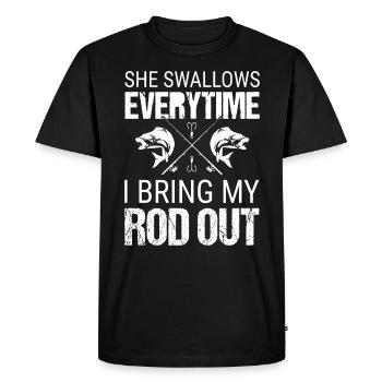 She swallows every time I take out my rod - Men's Premium Organic T-Shirt - black - Front - Nico (187cm)