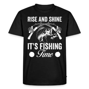 Get up and shine, it's time to fish - - Men's Premium Organic T-Shirt - black - Front - Nico (187cm)